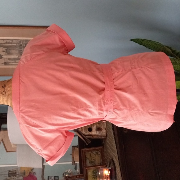 New York and Company Coral Button Up Belted Pocket Blouse - Picture 7 of 11